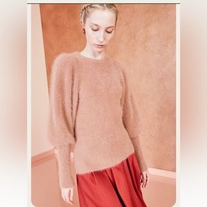 ULLA JOHNSON Labelle Puff Sleeve Angora Blend Sweater - Size Small